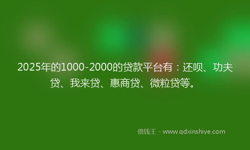 2025年的1000-2000的贷款平台有：还呗、功夫贷、我来贷、惠商贷、微粒贷等。