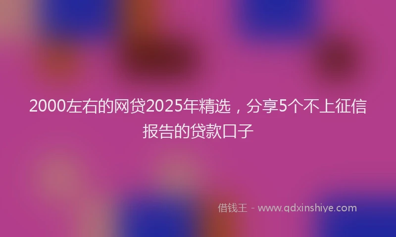 2000左右的网贷2025年精选，分享5个不上征信报告的贷款口子