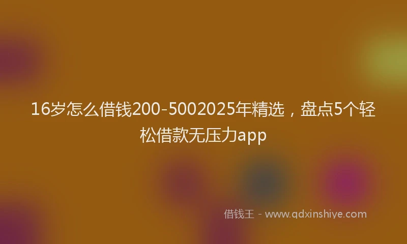 16岁怎么借钱200-5002025年精选，盘点5个轻松借款无压力app