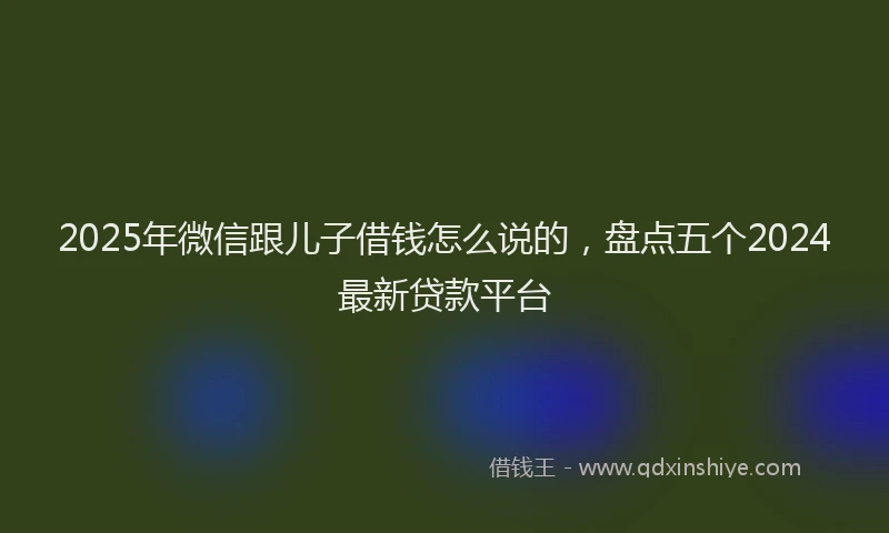 2025年微信跟儿子借钱怎么说的，盘点五个2024最新贷款平台