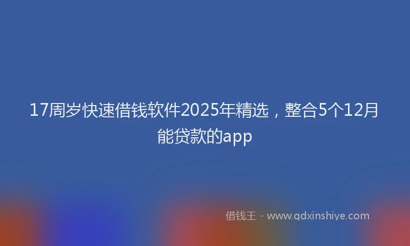 17周岁快速借钱软件2025年精选，整合5个12月能贷款的app