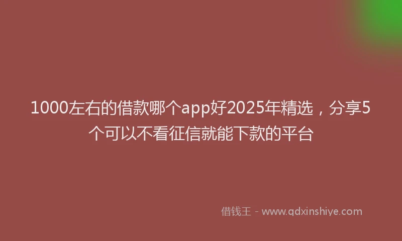 1000左右的借款哪个app好2025年精选，分享5个可以不看征信就能下款的平台