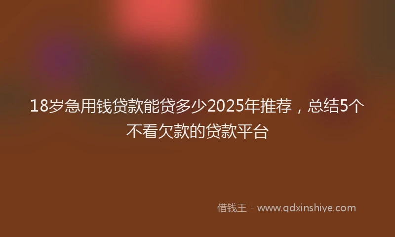 18岁急用钱贷款能贷多少2025年推荐，总结5个不看欠款的贷款平台
