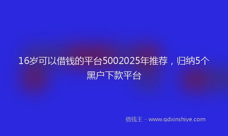 16岁可以借钱的平台5002025年推荐，归纳5个黑户下款平台