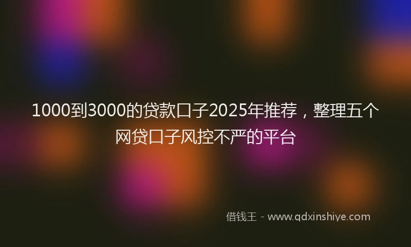 1000到3000的贷款口子2025年推荐，整理五个网贷口子风控不严的平台