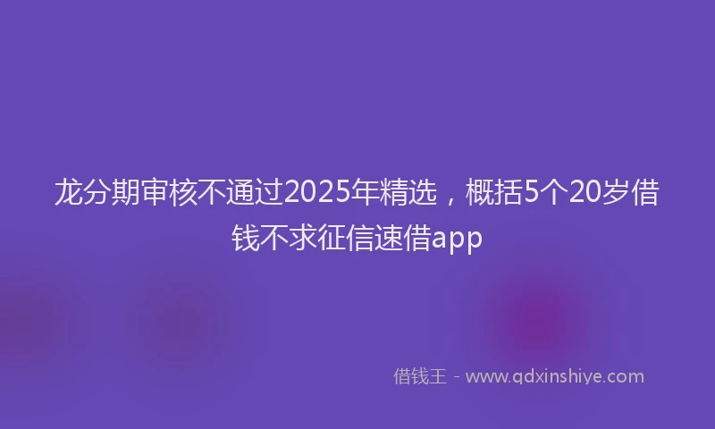 龙分期审核不通过2025年精选，概括5个20岁借钱不求征信速借app
