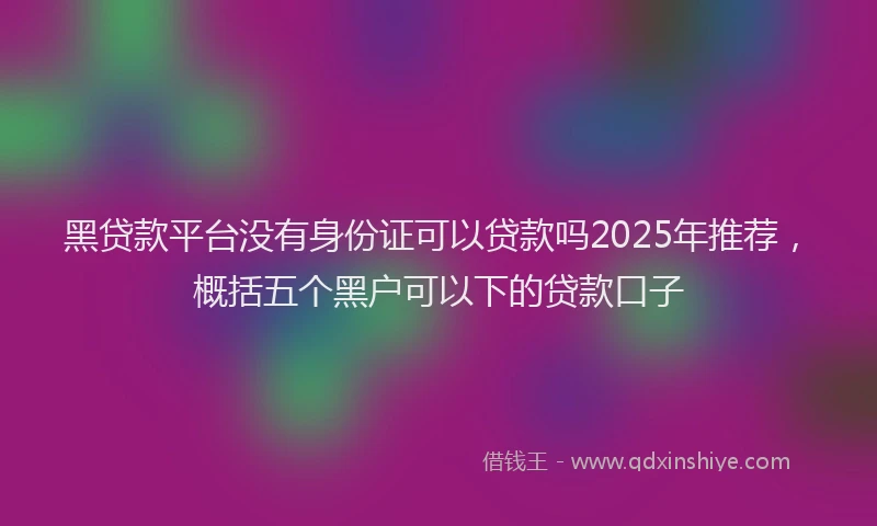 黑贷款平台没有身份证可以贷款吗2025年推荐，概括五个黑户可以下的贷款口子