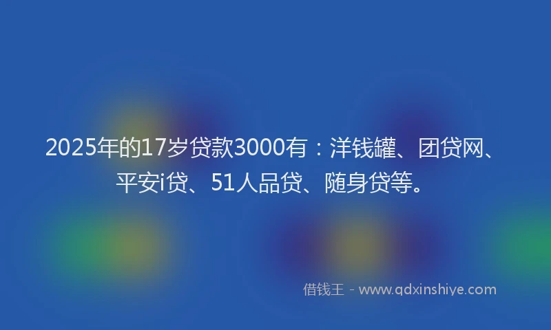 2025年的17岁贷款3000有：洋钱罐、团贷网、平安i贷、51人品贷、随身贷等。