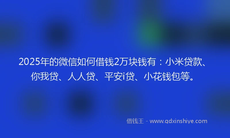 2025年的微信如何借钱2万块钱有：小米贷款、你我贷、人人贷、平安i贷、小花钱包等。