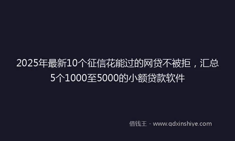 2025年最新10个征信花能过的网贷不被拒，汇总5个1000至5000的小额贷款软件