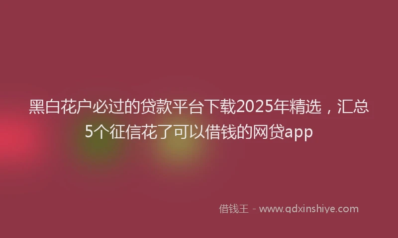 黑白花户必过的贷款平台下载2025年精选，汇总5个征信花了可以借钱的网贷app