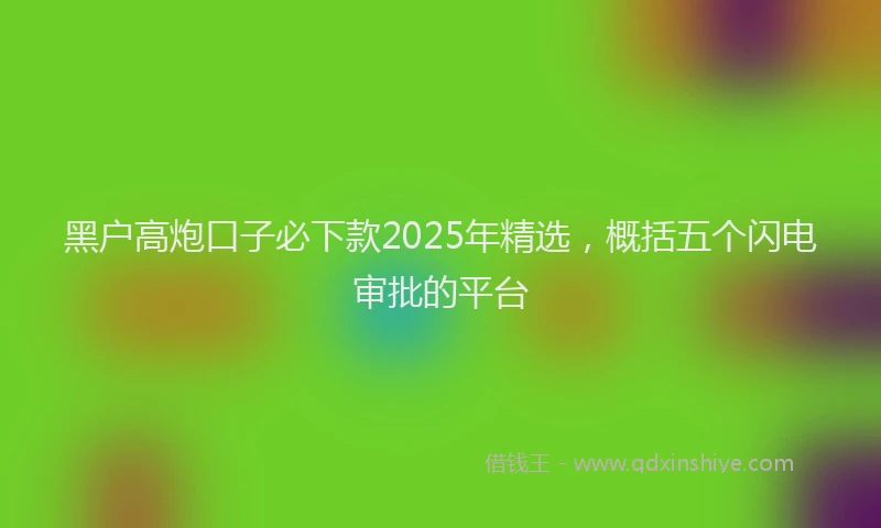 黑户高炮口子必下款2025年精选，概括五个闪电审批的平台