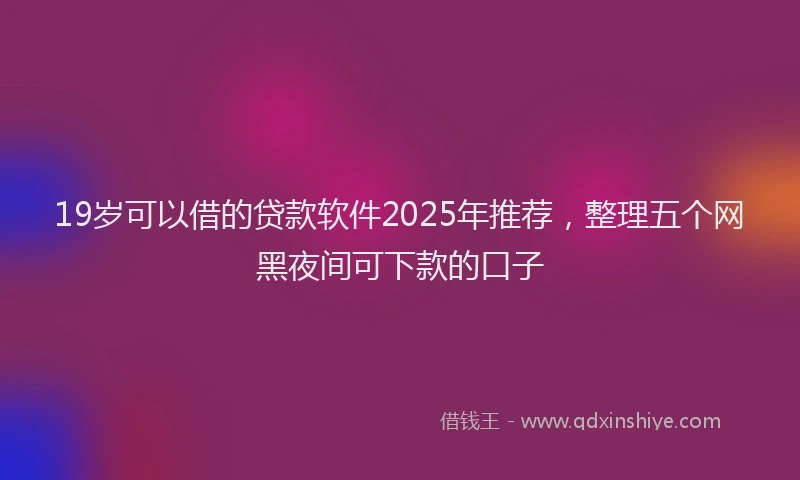 19岁可以借的贷款软件2025年推荐，整理五个网黑夜间可下款的口子