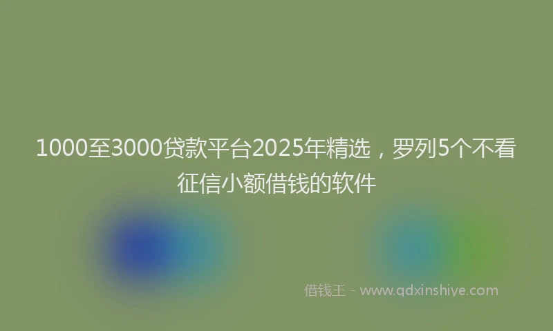 1000至3000贷款平台2025年精选，罗列5个不看征信小额借钱的软件