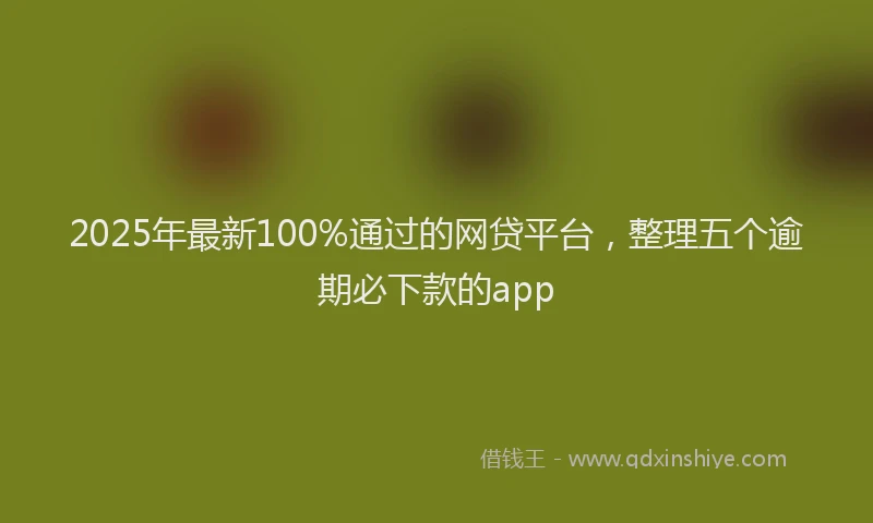 2025年最新100%通过的网贷平台，整理五个逾期必下款的app