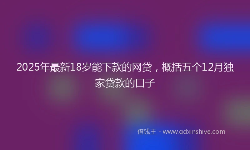 2025年最新18岁能下款的网贷，概括五个12月独家贷款的口子