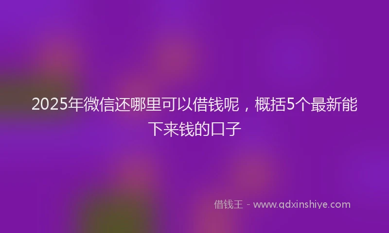 2025年微信还哪里可以借钱呢，概括5个最新能下来钱的口子