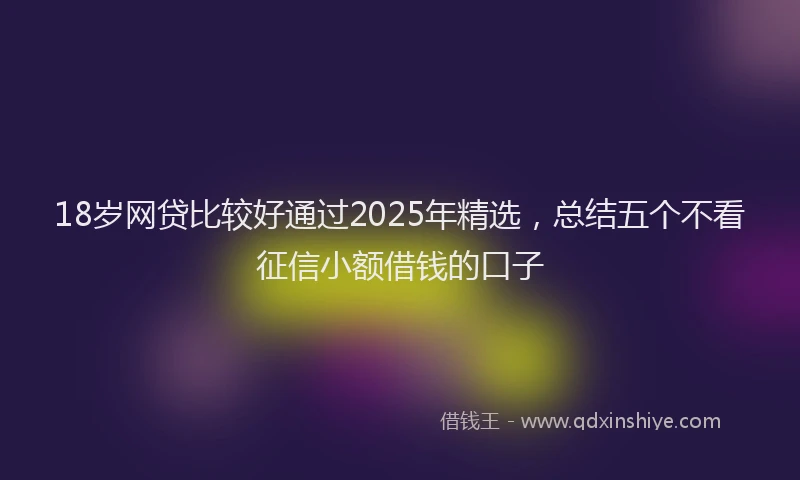 18岁网贷比较好通过2025年精选，总结五个不看征信小额借钱的口子