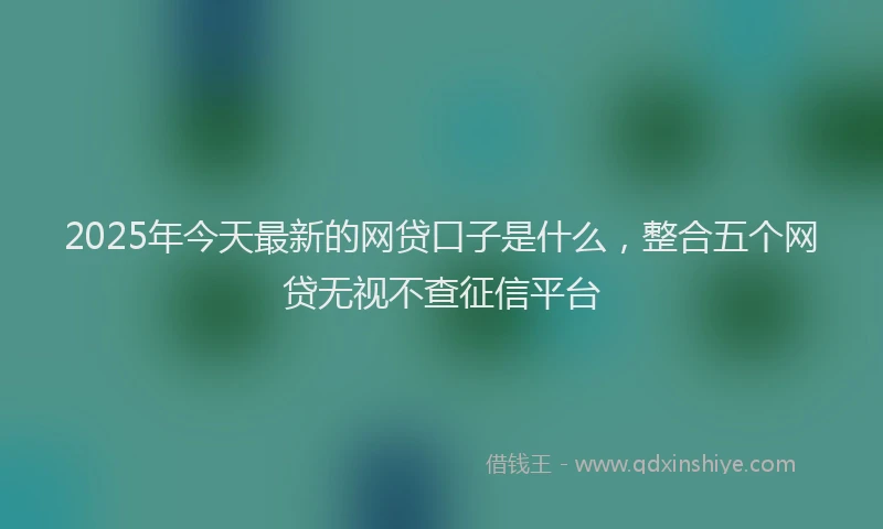 2025年今天最新的网贷口子是什么，整合五个网贷无视不查征信平台