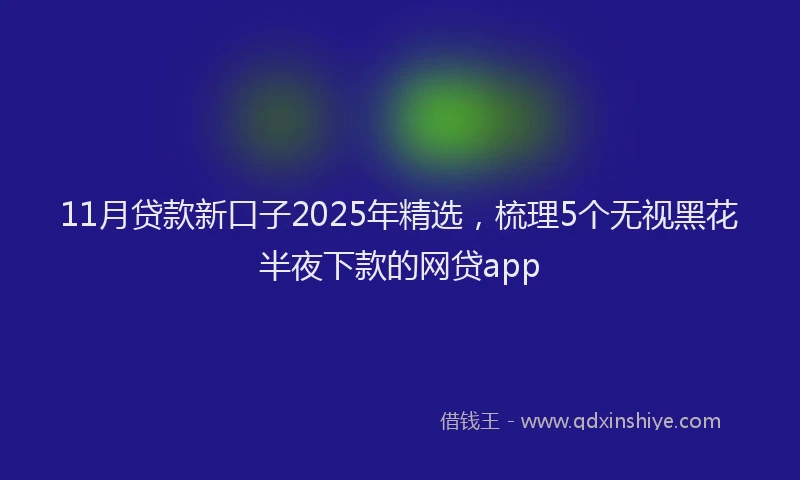 11月贷款新口子2025年精选，梳理5个无视黑花半夜下款的网贷app