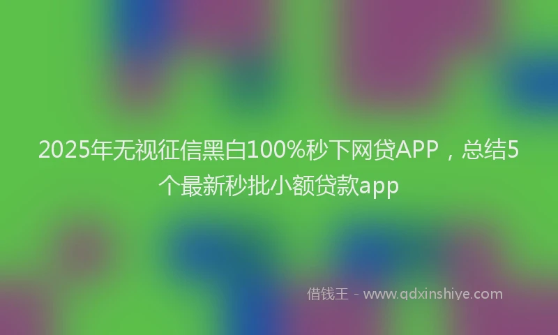2025年无视征信黑白100%秒下网贷APP，总结5个最新秒批小额贷款app