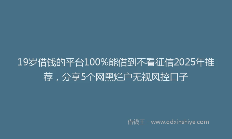19岁借钱的平台100%能借到不看征信2025年推荐，分享5个网黑烂户无视风控口子