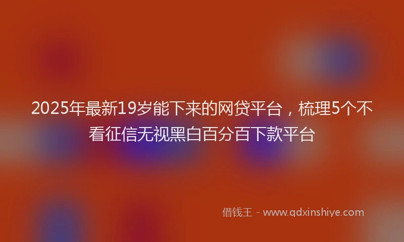 2025年最新19岁能下来的网贷平台，梳理5个不看征信无视黑白百分百下款平台