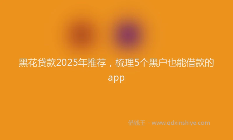 黑花贷款2025年推荐，梳理5个黑户也能借款的app
