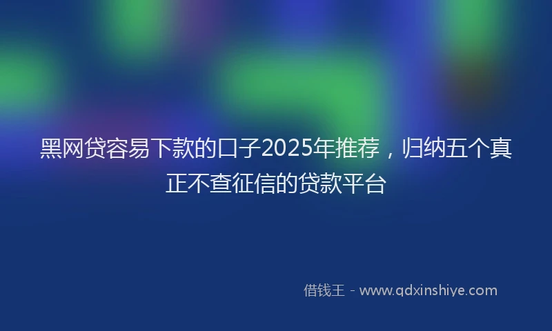 黑网贷容易下款的口子2025年推荐，归纳五个真正不查征信的贷款平台