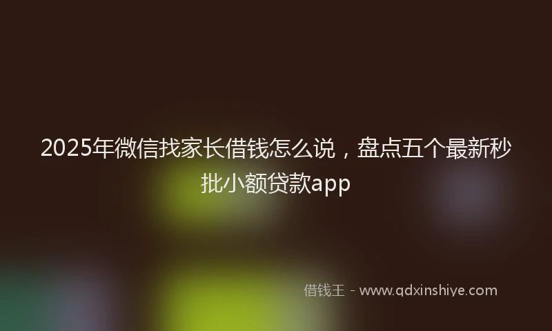 2025年微信找家长借钱怎么说，盘点五个最新秒批小额贷款app
