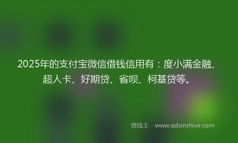 2025年的支付宝微信借钱信用有：度小满金融、超人卡、好期贷、省呗、柯基贷等。
