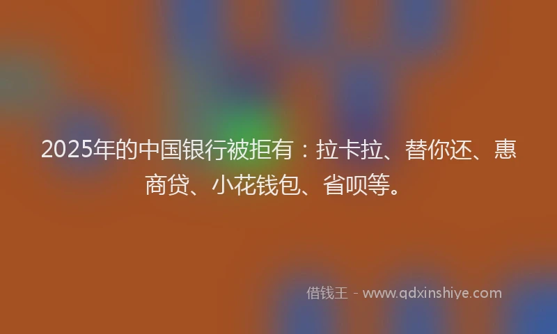 2025年的中国银行被拒有：拉卡拉、替你还、惠商贷、小花钱包、省呗等。