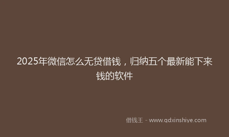 2025年微信怎么无贷借钱，归纳五个最新能下来钱的软件