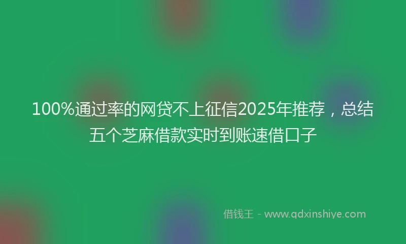 100%通过率的网贷不上征信2025年推荐，总结五个芝麻借款实时到账速借口子