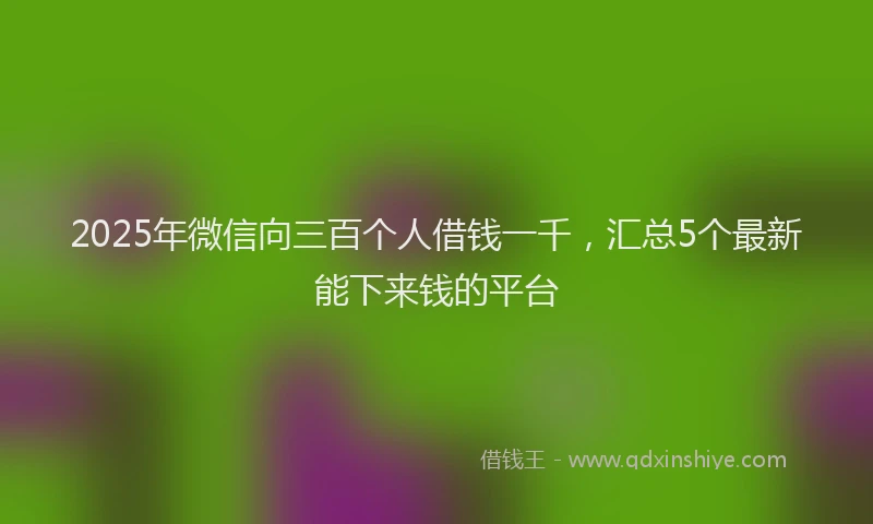 2025年微信向三百个人借钱一千，汇总5个最新能下来钱的平台