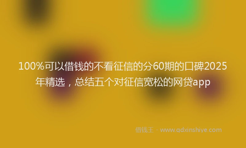 100%可以借钱的不看征信的分60期的口碑2025年精选，总结五个对征信宽松的网贷app