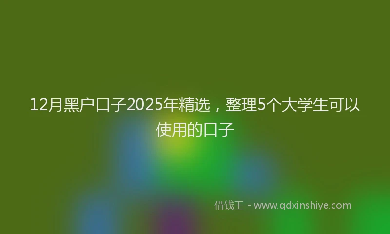 12月黑户口子2025年精选，整理5个大学生可以使用的口子