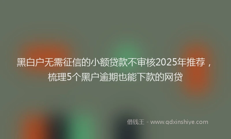 黑白户无需征信的小额贷款不审核2025年推荐，梳理5个黑户逾期也能下款的网贷