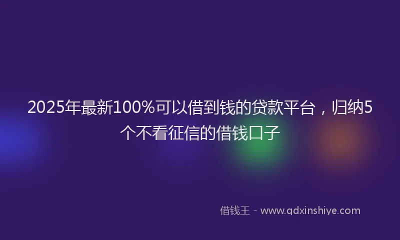 2025年最新100%可以借到钱的贷款平台，归纳5个不看征信的借钱口子