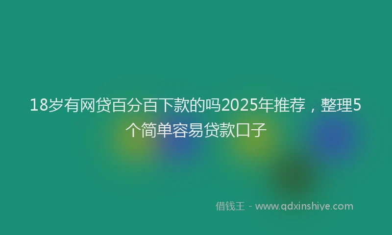 18岁有网贷百分百下款的吗2025年推荐，整理5个简单容易贷款口子