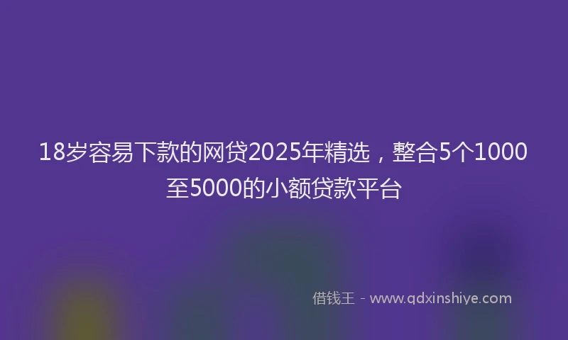 18岁容易下款的网贷2025年精选，整合5个1000至5000的小额贷款平台