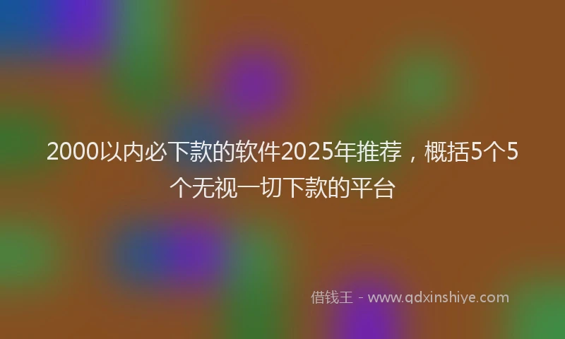 2000以内必下款的软件2025年推荐，概括5个5个无视一切下款的平台