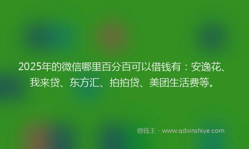 2025年的微信哪里百分百可以借钱有：安逸花、我来贷、东方汇、拍拍贷、美团生活费等。