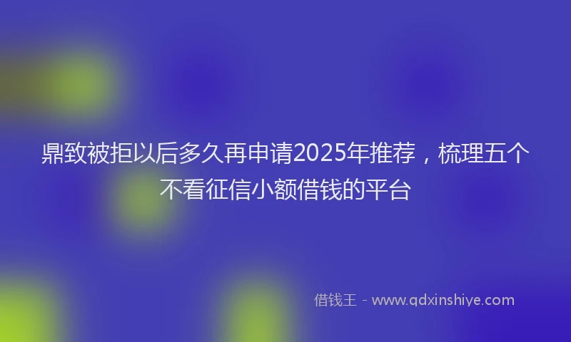 鼎致被拒以后多久再申请2025年推荐，梳理五个不看征信小额借钱的平台