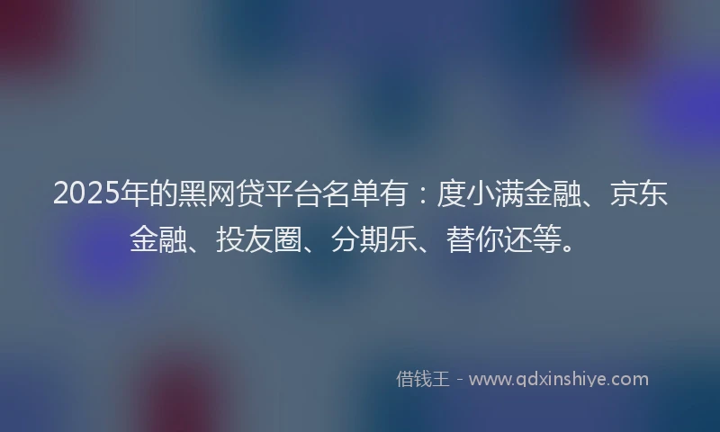 2025年的黑网贷平台名单有：度小满金融、京东金融、投友圈、分期乐、替你还等。