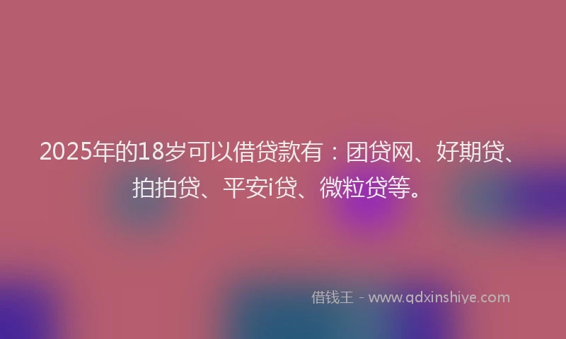 2025年的18岁可以借贷款有：团贷网、好期贷、拍拍贷、平安i贷、微粒贷等。