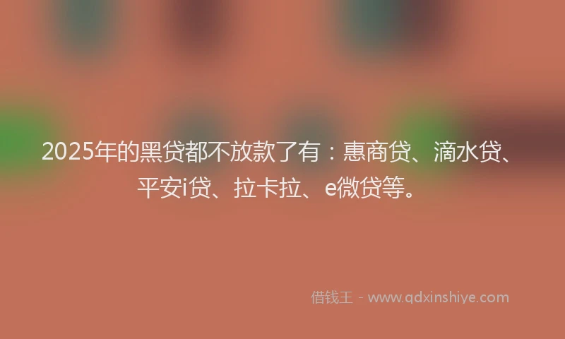2025年的黑贷都不放款了有：惠商贷、滴水贷、平安i贷、拉卡拉、e微贷等。