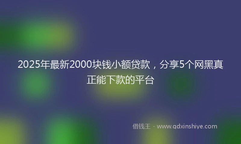 2025年最新2000块钱小额贷款，分享5个网黑真正能下款的平台