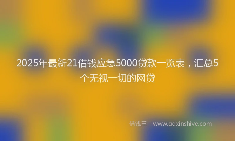 2025年最新21借钱应急5000贷款一览表，汇总5个无视一切的网贷