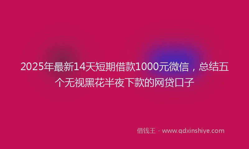 2025年最新14天短期借款1000元微信，总结五个无视黑花半夜下款的网贷口子